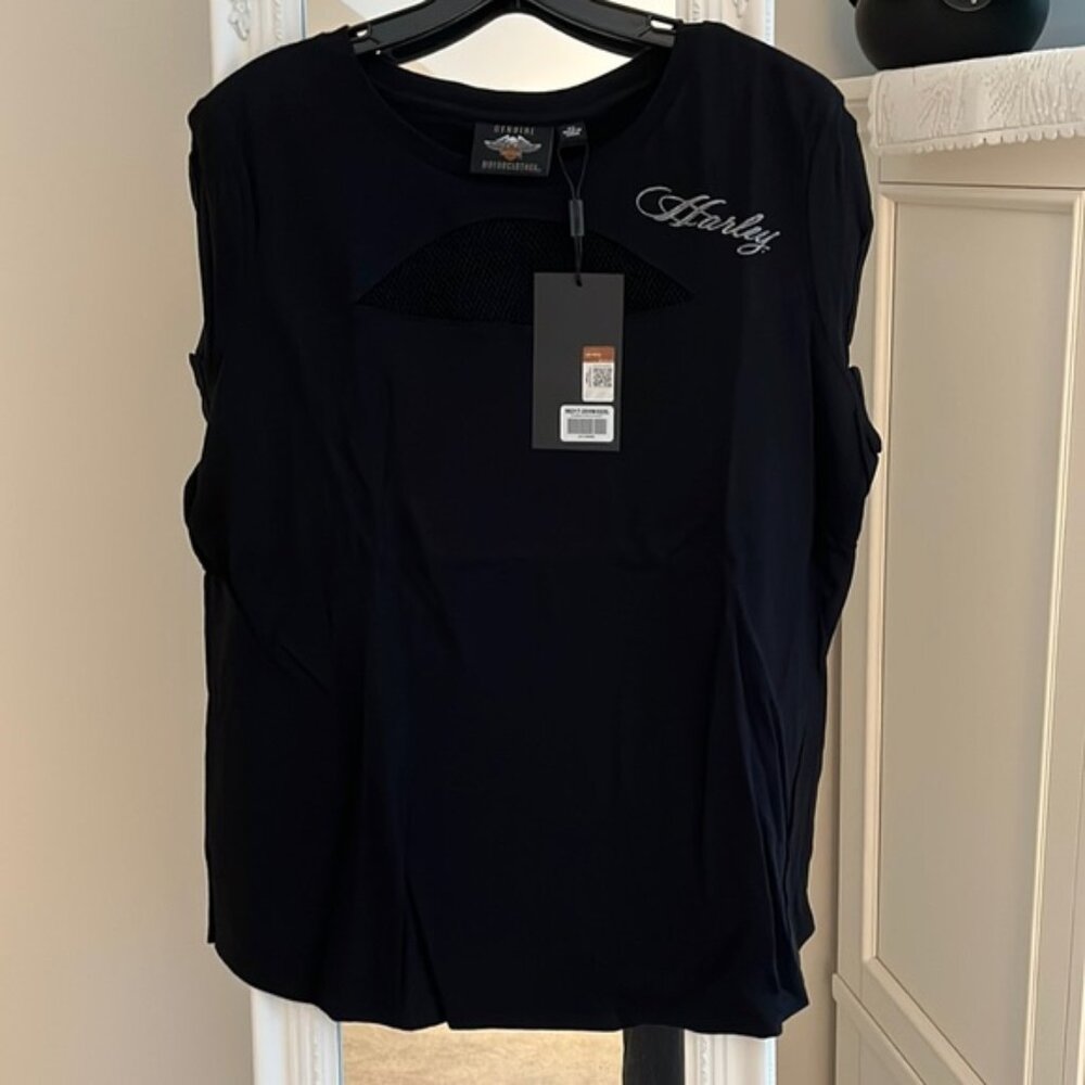 Harley-Davidson short sleeve mesh inset top